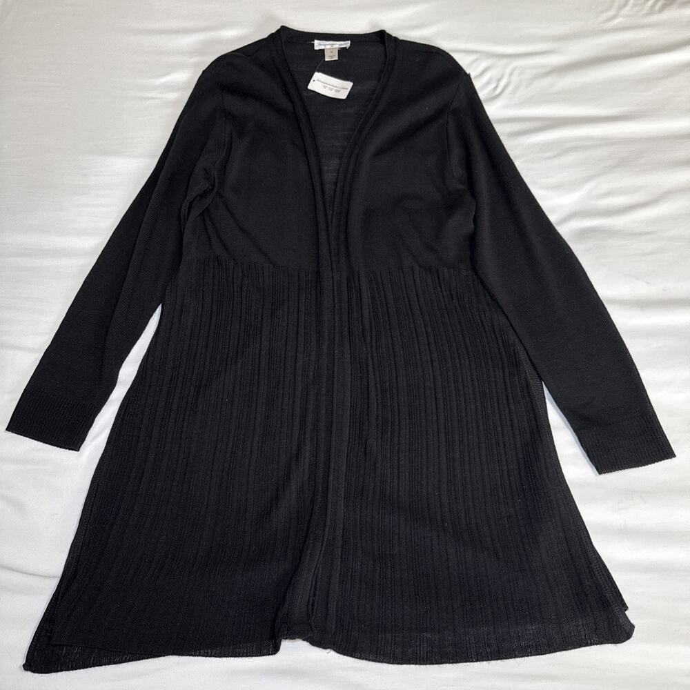 Christopher & Banks Womens XL Long Black Cardigan Sweater Lightweight Knit NWT